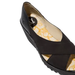 Discount Sandały damskie Fly London YOMA 307 skórzane czarny P501307000 Damskie Sandały|Czółenka