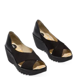 Discount Sandały damskie Fly London YOMA 307 skórzane czarny P501307000 Damskie Sandały|Czółenka