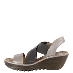 Discount Sandały damskie Fly London YAJI 888 skórzane srebrny P500888004 Damskie Sandały