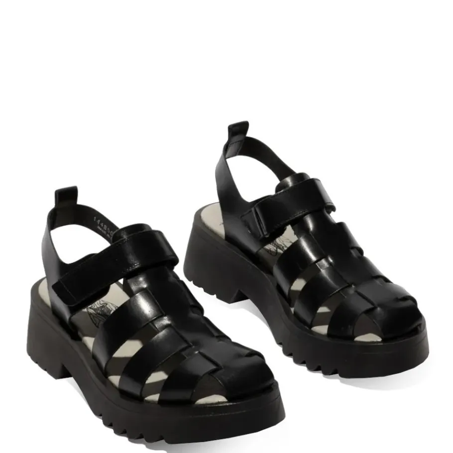 Clearance Sandały damskie Fly London MAIE 850 skórzane czarny P144850000 Damskie Sandały