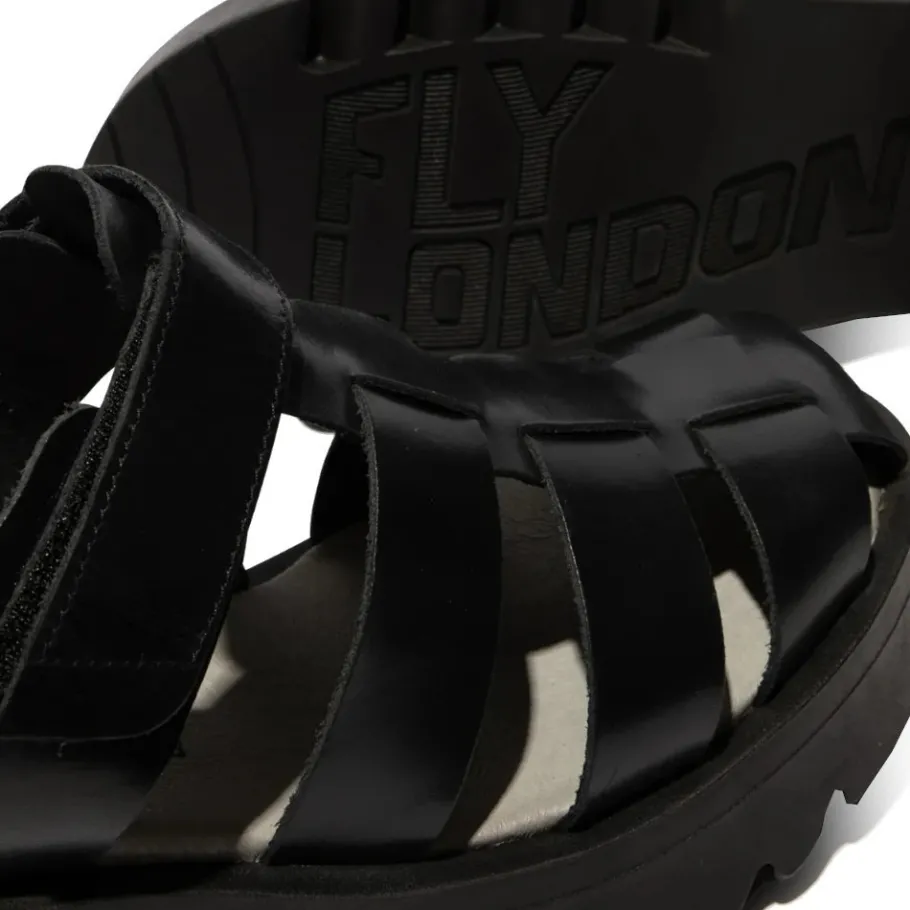 Clearance Sandały damskie Fly London MAIE 850 skórzane czarny P144850000 Damskie Sandały