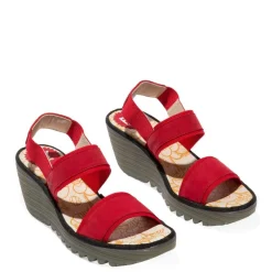 Discount Sandały damskie Fly London YACO 416 skórzane czerwony P501416001 Damskie Sandały