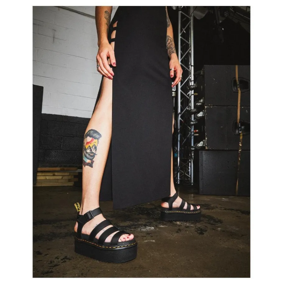 Clearance Sandały Dr. Martens BLAIRE QUAD Black Hydro 27296001 Damskie Sandały|Sandały