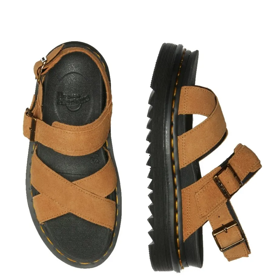 Hot Sandały Dr. Martens VOSS II Tan VT EH Suede 40930200 Damskie Sandały