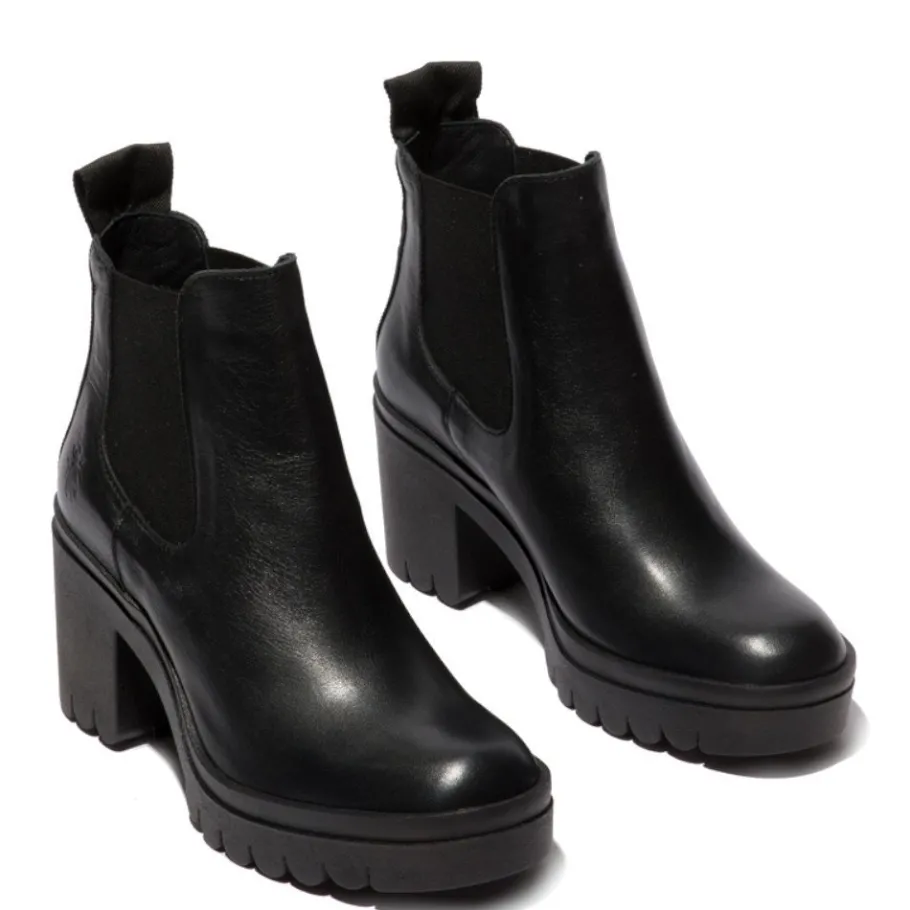 Clearance Sztyblety damskie Fly London TOPE 520 skórzane czarny P144520013 Damskie Sztyblety|Botki