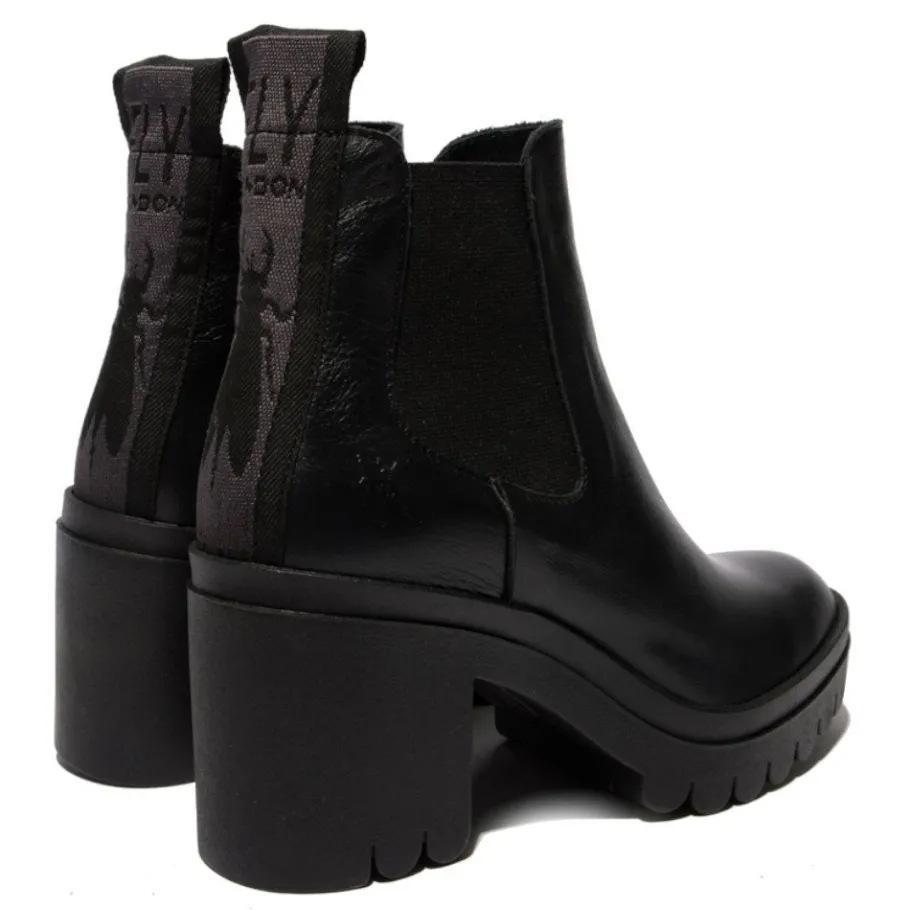 Clearance Sztyblety damskie Fly London TOPE 520 skórzane czarny P144520013 Damskie Sztyblety|Botki