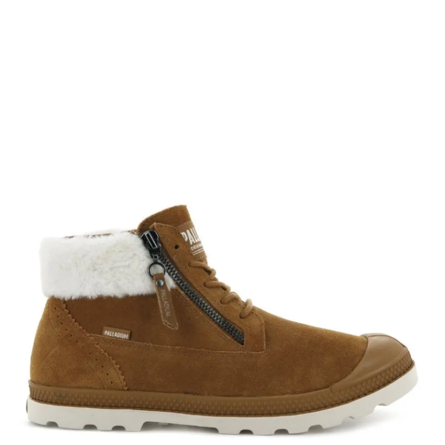 Online Trapery damskie Palladium PAMPA LP MOSC skórzane brązowy 96469-251 OCIEPLANE Damskie Trapery